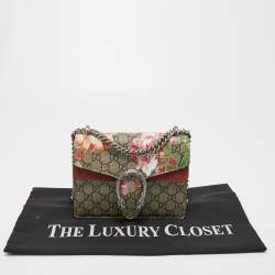 Pre Owned Gucci Old Rose/Beige GG Supreme Coated Canvas and Suede Mini Dionysus Blooms Shoulder Bag