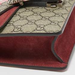 Pre Owned Gucci Old Rose/Beige GG Supreme Coated Canvas and Suede Mini Dionysus Blooms Shoulder Bag