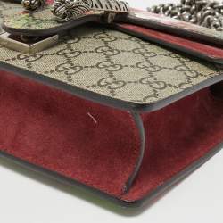 Pre Owned Gucci Old Rose/Beige GG Supreme Coated Canvas and Suede Mini Dionysus Blooms Shoulder Bag