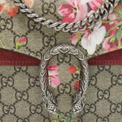 Pre Owned Gucci Old Rose/Beige GG Supreme Coated Canvas and Suede Mini Dionysus Blooms Shoulder Bag