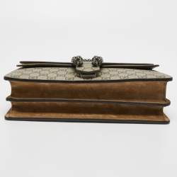 Pre Owned Gucci Beige GG Supreme Canvas and Suede Small Dionysus Shoulder Bag