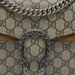 Pre Owned Gucci Beige GG Supreme Canvas and Suede Small Dionysus Shoulder Bag