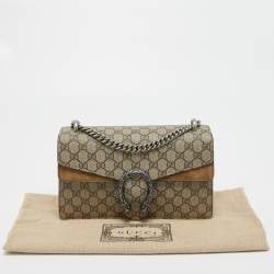Pre Owned Gucci Beige GG Supreme Canvas and Suede Small Dionysus Shoulder Bag
