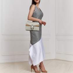 Pre Owned Gucci Beige GG Supreme Canvas and Suede Small Dionysus Shoulder Bag