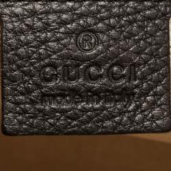 Pre Owned Gucci Black Leather Medium Vintage Web Boston Bag