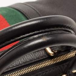 Pre Owned Gucci Black Leather Medium Vintage Web Boston Bag