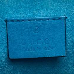 Pre Owned Gucci Beige/Blue GG Supreme Canvas and Suede Medium Embroidered Dionysus Shoulder Bag