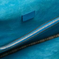 Pre Owned Gucci Beige/Blue GG Supreme Canvas and Suede Medium Embroidered Dionysus Shoulder Bag