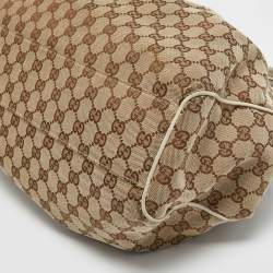 Pre Owned Gucci White/Beige GG Canvas and Leather Medium Sukey Tote