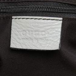 Pre Owned Gucci White/Beige GG Canvas and Leather Medium Sukey Tote