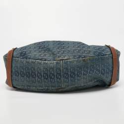 Pre Owned Gucci Navy Blue/Brown GG Denim and Leather Abbey D-Ring Shoulder Bag