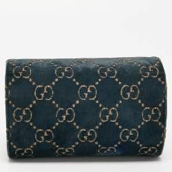 Gucci Green/Blue Velvet and Leather Dionysus Wallet On Chain