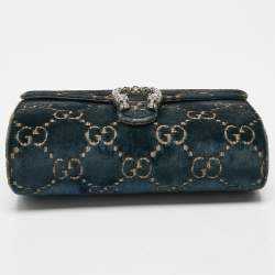 Gucci Green/Blue Velvet and Leather Dionysus Wallet On Chain