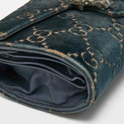 Gucci Green/Blue Velvet and Leather Dionysus Wallet On Chain