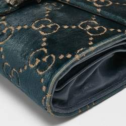 Gucci Green/Blue Velvet and Leather Dionysus Wallet On Chain