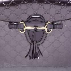 Pre Owned Gucci Purple Guccissima Patent Leather Large Emily Chain Shoulder Bag