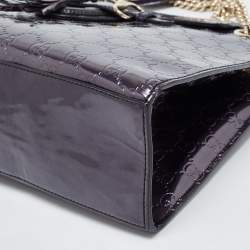 Pre Owned Gucci Purple Guccissima Patent Leather Large Emily Chain Shoulder Bag