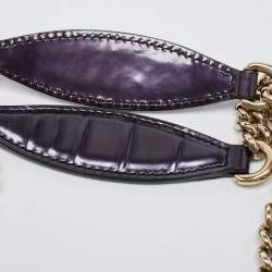 Pre Owned Gucci Purple Guccissima Patent Leather Large Emily Chain Shoulder Bag