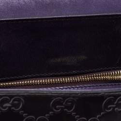 Pre Owned Gucci Purple Guccissima Patent Leather Large Emily Chain Shoulder Bag