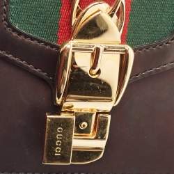 Pre Owned Gucci Black Leather Mini Web Chain Sylvie Crossbody Bag