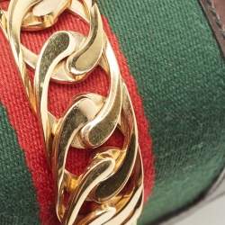 Pre Owned Gucci Black Leather Mini Web Chain Sylvie Crossbody Bag