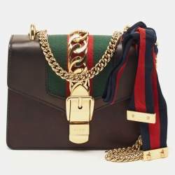 Gucci Black Leather Mini Web Chain Sylvie Crossbody Bag Gucci TLC