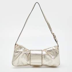 مملوكة مسبقًا Gucci Metallic Gold Leather Hysteria Clutch Bag