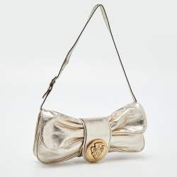 مملوكة مسبقًا Gucci Metallic Gold Leather Hysteria Clutch Bag