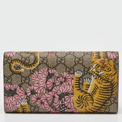Gucci Multicolor GG Supreme Canvas Bengal Flap Long Wallet