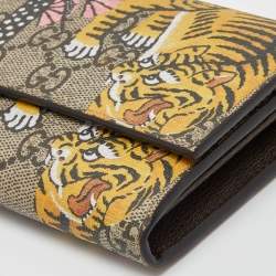Gucci Multicolor GG Supreme Canvas Bengal Flap Long Wallet