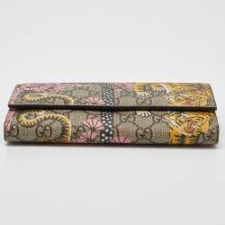 Gucci Multicolor GG Supreme Canvas Bengal Flap Long Wallet