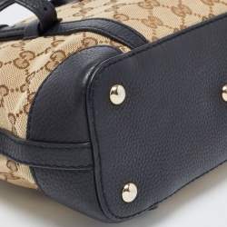 Pre Owned Gucci Beige/Blue Canvas and Leather Classic Tote