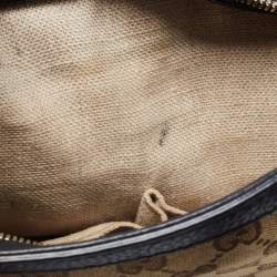 Pre Owned Gucci Beige/Blue Canvas and Leather Classic Tote