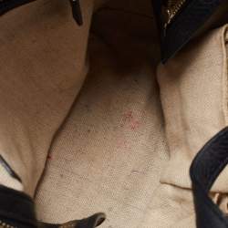 Pre Owned Gucci Beige/Blue Canvas and Leather Classic Tote