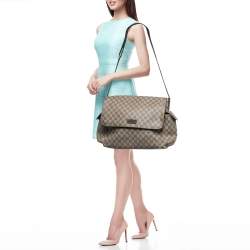 Pre Owned Gucci Beige/Brown GG Supreme Canvas and Leather Diaper Messenger Bag