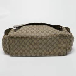 Pre Owned Gucci Beige/Brown GG Supreme Canvas and Leather Diaper Messenger Bag