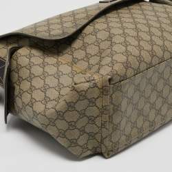 Pre Owned Gucci Beige/Brown GG Supreme Canvas and Leather Diaper Messenger Bag