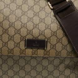 Pre Owned Gucci Beige/Brown GG Supreme Canvas and Leather Diaper Messenger Bag
