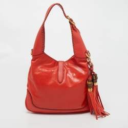 مملوكة مسبقًا Gucci Red Leather Medium New Jackie Hobo