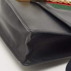 Pre Owned Gucci Black Leather Small Web Sylvie Shoulder Bag
