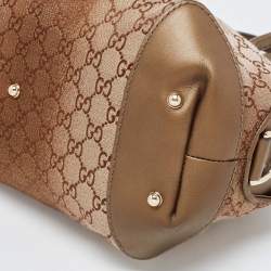 Pre Owned Gucci Beige/Gold GG Canvas and Leather Shoulder Bag