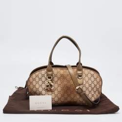 Pre Owned Gucci Beige/Gold GG Canvas and Leather Shoulder Bag