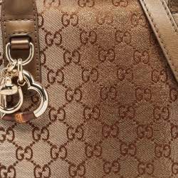 Pre Owned Gucci Beige/Gold GG Canvas and Leather Shoulder Bag