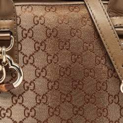 Pre Owned Gucci Beige/Gold GG Canvas and Leather Shoulder Bag