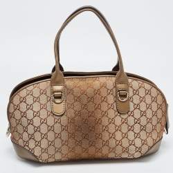 Pre Owned Gucci Beige/Gold GG Canvas and Leather Shoulder Bag