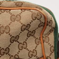 Pre Owned Gucci Tan/Beige GG Canvas and Leather Horsebit Heritage Hobo