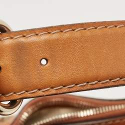 Pre Owned Gucci Tan/Beige GG Canvas and Leather Horsebit Heritage Hobo