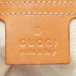Pre Owned Gucci Tan/Beige GG Canvas and Leather Horsebit Heritage Hobo