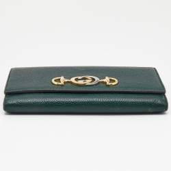 Pre Owned Gucci Green Leather Zumi Wallet