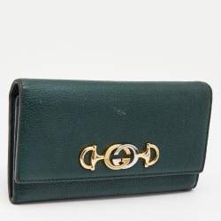 Pre Owned Gucci Green Leather Zumi Wallet